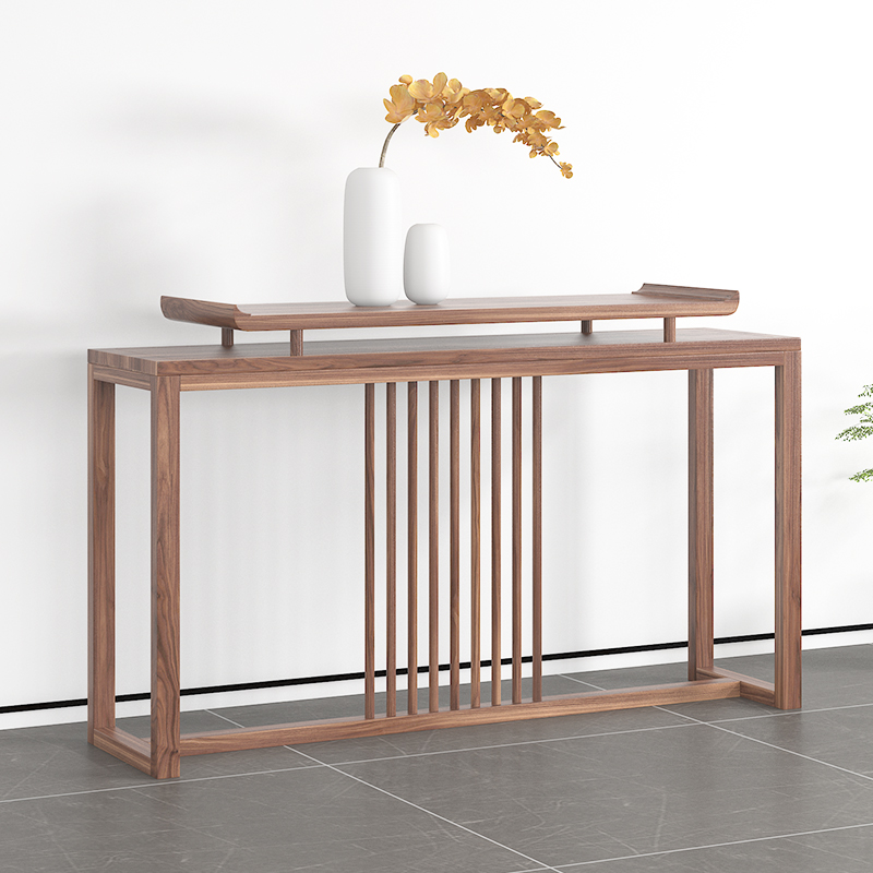 新中式玄关桌柜原木条几门厅实木条案供桌入户端景台实木走廊装饰