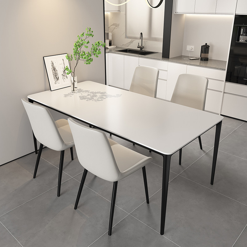 意式白色岩板餐桌家用大小户型轻奢饭厅长方形吃饭桌椅组合6/8人,住宅家具,岩板餐桌,淘宝优惠券,粉丝福利购,淘宝优惠卷