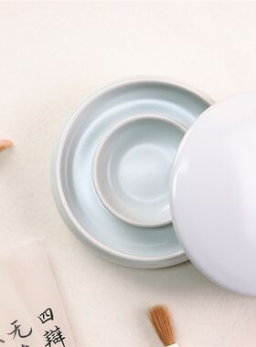曹如章宝塔火锅毛笔墨汁砚台墨池汝窑白瓷文房四宝防挥发墨海盛墨