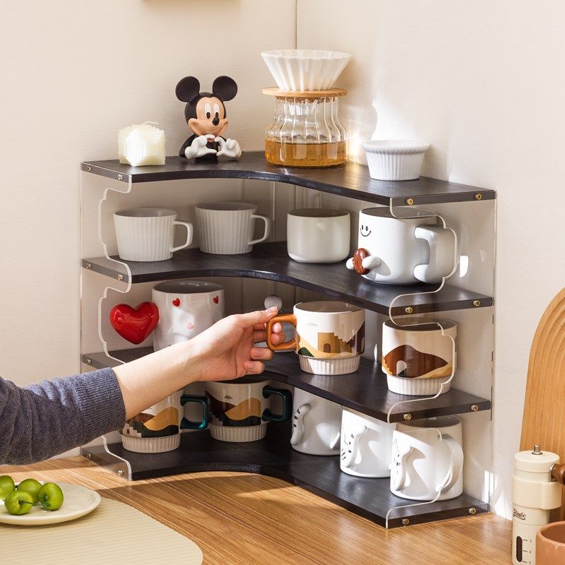 桌面转角置物架水杯收纳架茶具茶杯放置架咖啡角改造杯架子餐边柜,住宅家具,搁板/置物架/家用陈列架,淘宝优惠券,粉丝福利购,淘宝优惠卷