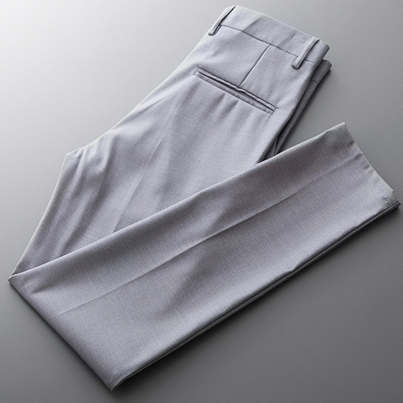 男士西裤修身小脚加绒西装裤冬季九分条纹休闲裤直筒西装裤男直筒