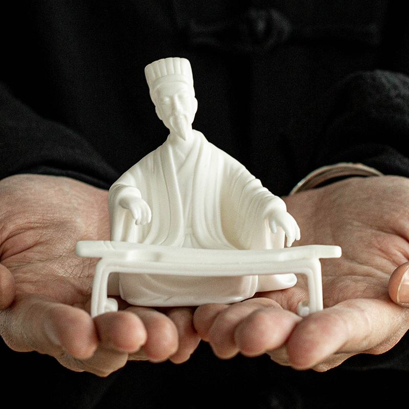 白瓷历史人物李白陶瓷小号摆件家居书房桌面装饰品禅意茶室摆设