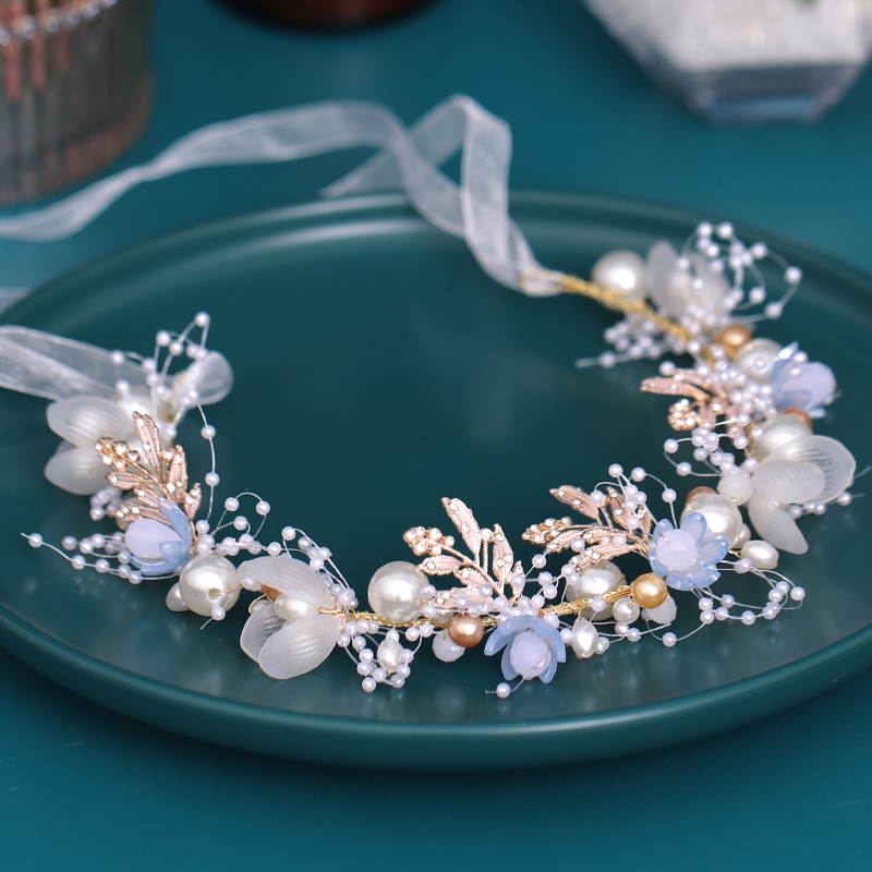 女童花环清新唯美摄影头饰儿童发饰品仙美钢琴演出发箍手腕花套装