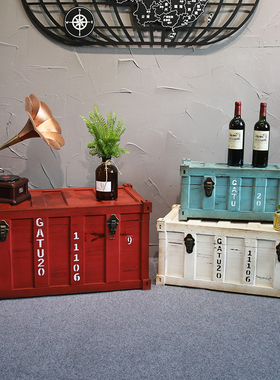 工业风装饰箱集装箱铁箱子摄影拍摄店铺茶几收纳摆设箱做旧大箱子