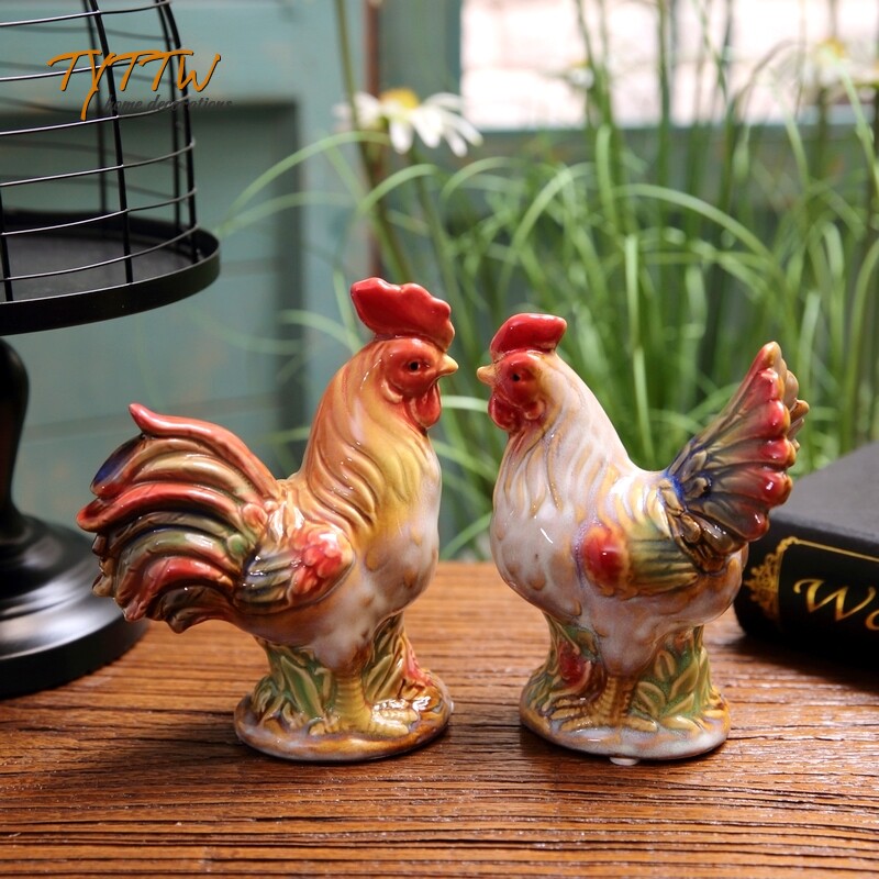 美式乡村鸡陶瓷摆件 家居隔板装饰品 橱柜摆件