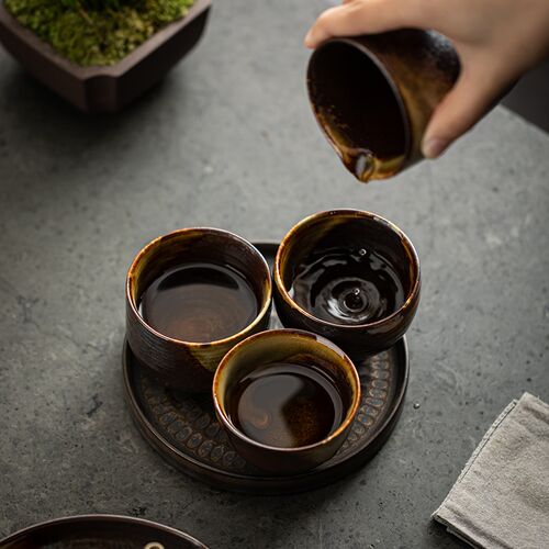 记今朝《窑变天目流釉》古朴陶瓷 主人杯单杯 喝茶杯子 复古茶盏