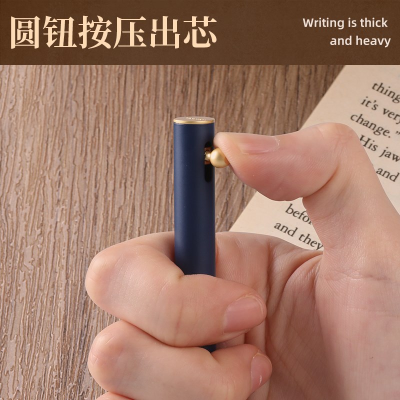 复古笔 三口JZ16按压式金属签字笔商务高档男女士黄铜杆重手感中