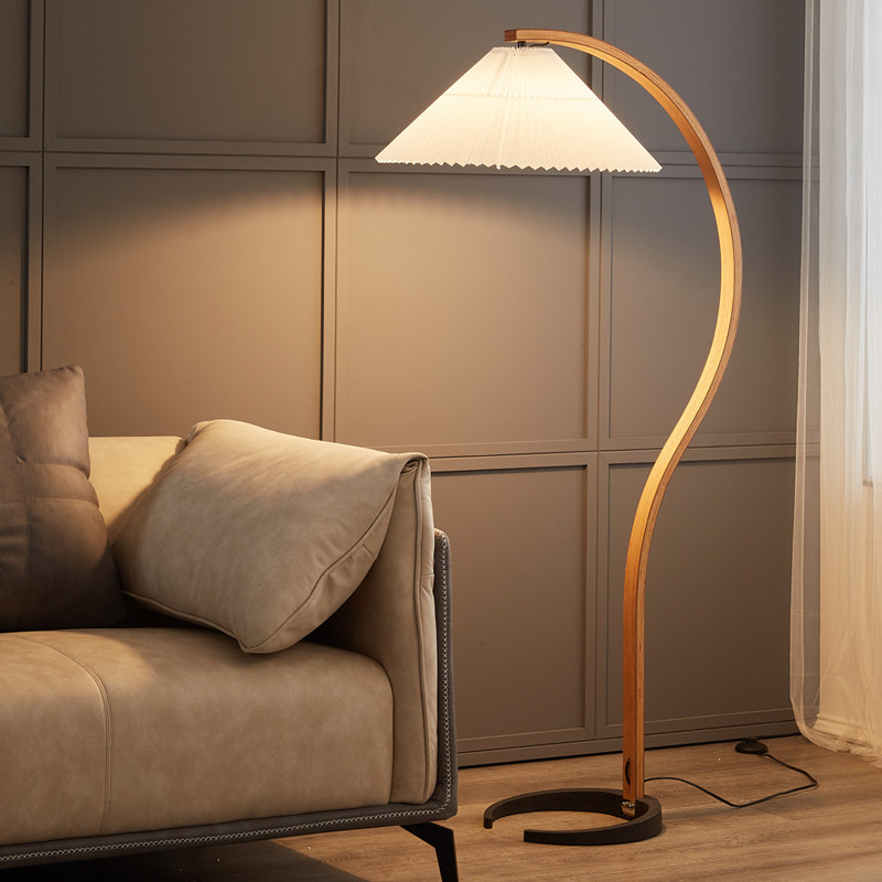 侘寂风落地灯客厅卧室高级感原木法式实木沙发旁摆件中古氛围台灯