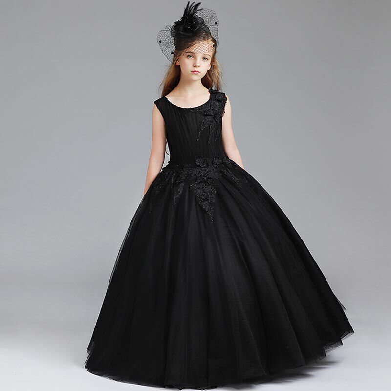 儿童合唱团主持人钢琴演出晚礼服女花童伴娘婚纱公主蓬蓬纱裙长款