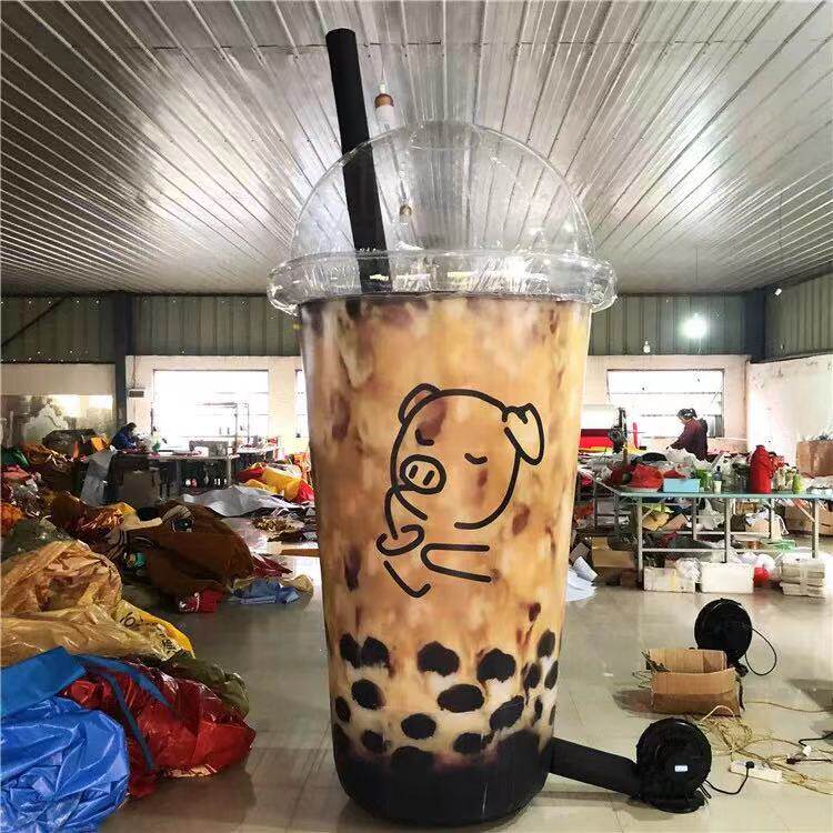 定制做大型加厚发光充气PVC奶茶杯饮料瓶易拉罐行走卡通气模模型