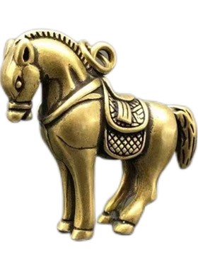小铜马挂件纯铜马上赢马上元宝钥匙扣实心十二生肖铜马钥匙扣链