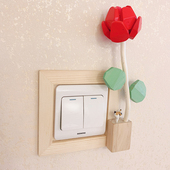 氛围感实木开关装 饰盖板 饰墙贴创意插座边框套治愈系遮丑墙贴装