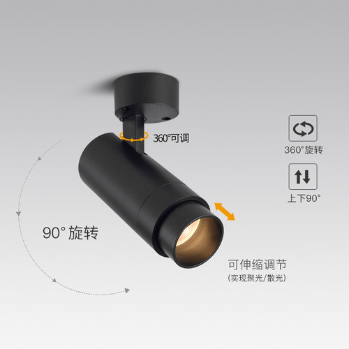 led明装射灯变焦可调角度吸顶式商用背景墙服装店餐厅聚光射灯