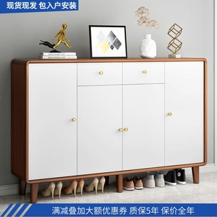 入户进门鞋 实木储物柜阳台 柜鞋 橱客厅玄关柜家用门口大容量新中式