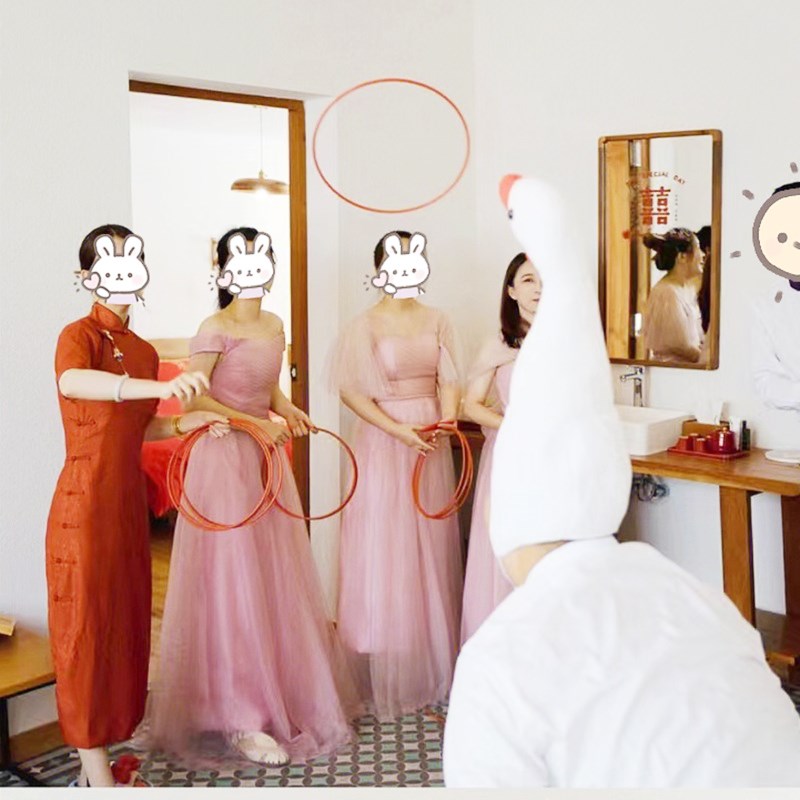 大头鹅套圈白色头套投掷游戏接亲整蛊新郎伴郎团公司团建年会玩具