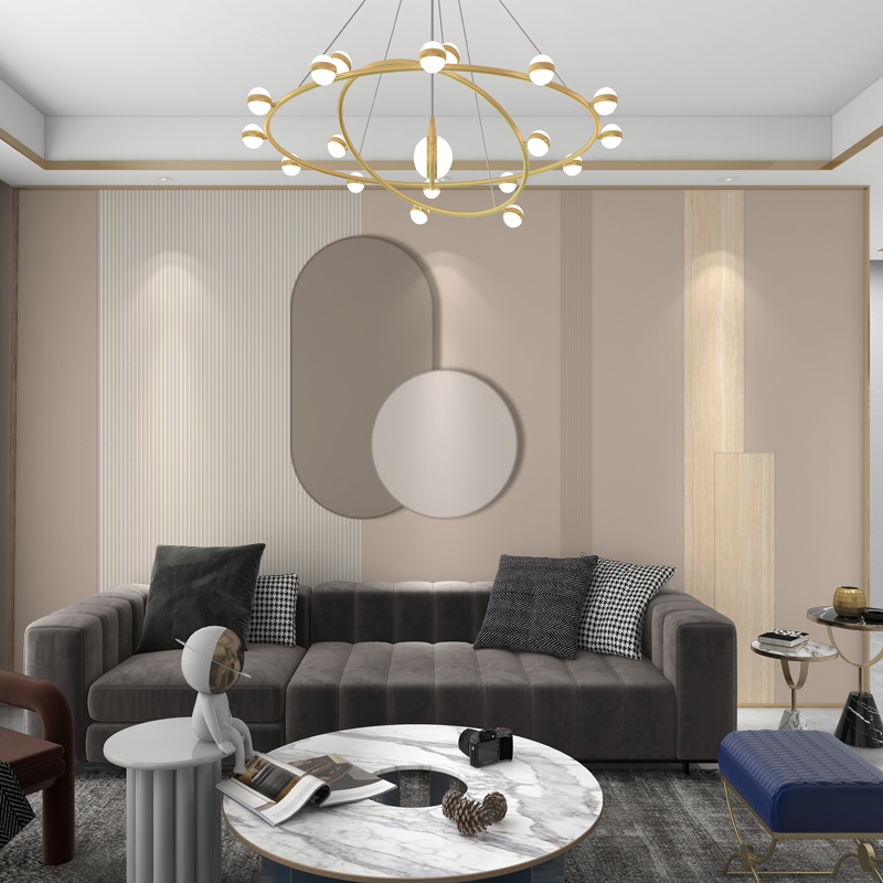 新款轻奢风客厅电视背景墙壁纸3d立体大气几何影视墙卧室沙发壁布