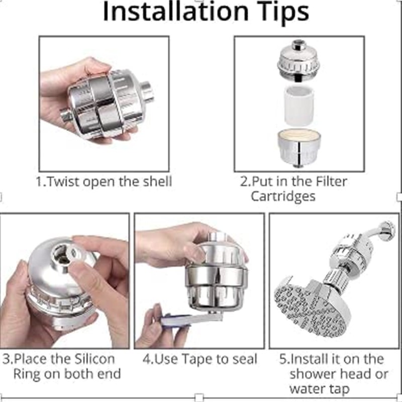 High Quality Output Shower Filter with Two Replaceable Cartr
