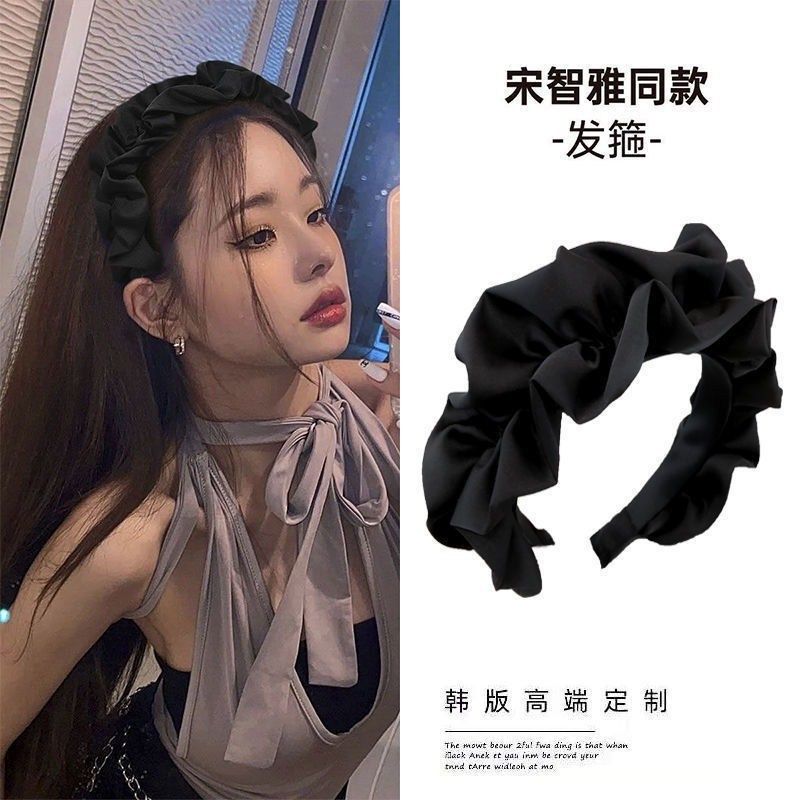 网红秋冬韩版布艺褶皱宽边发箍女超仙头箍发卡外出百搭头饰