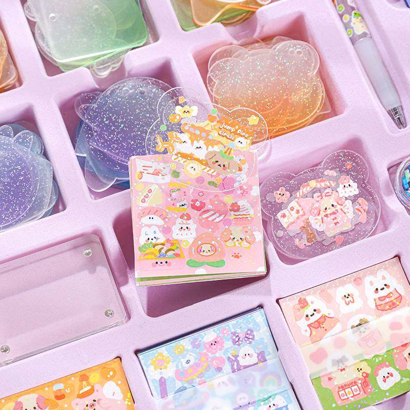 动物园小班咕夹头咕卡贴纸100张礼盒套组咕咔麻将砖块diy手账贴画