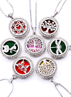 10 styles Aroma locket Necklace Magnetic Stainless Steel Aro