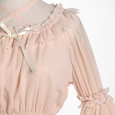 极速2022 Chiffon Lolita Lace Blouse Strap Under Shirt Halter