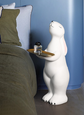 简约大型兔子动物托盘摆件落地客厅玄关装饰品乔迁新居送礼轻奢