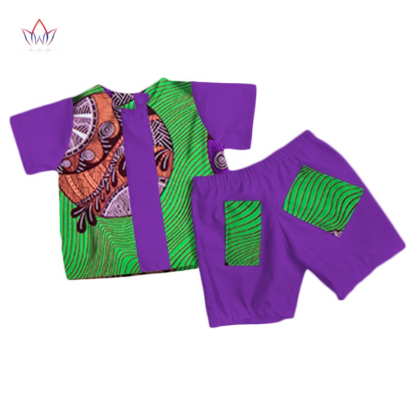 African boy clothes非洲民族男童套装棉质蜡染安卡拉T恤+短裤