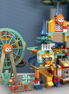 极速Marble Run Architecture Castle Building Blocks Car Actio