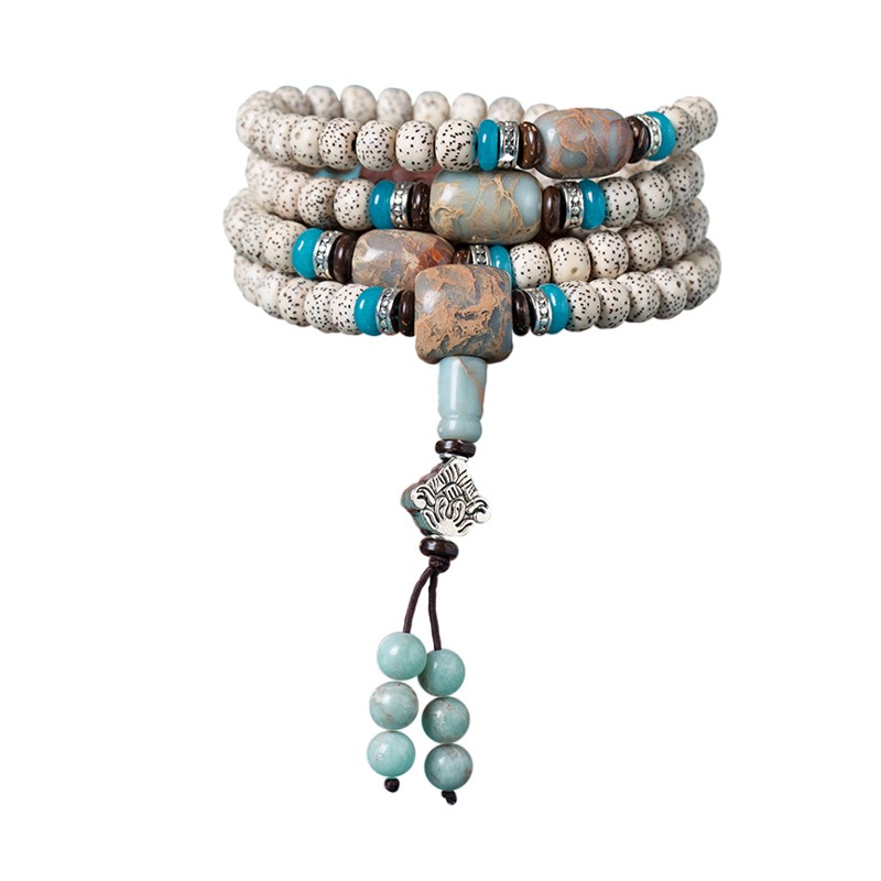 星月菩提108颗项链藏式佛珠念珠正月顺白海南星月菩提子手串手链