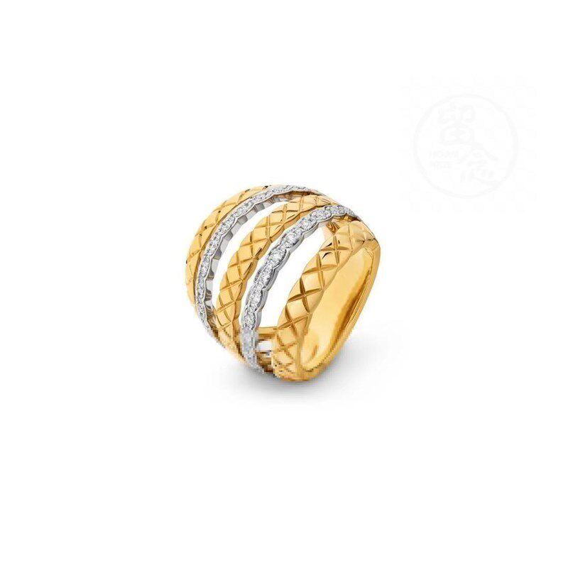 Wide ring women's fashion diamond check color contrast sp