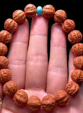 京八棱手串野生文玩小核桃手持龙纹桃核雕刻桃木手链桃胡粗筋八棱