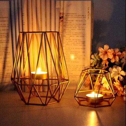 极速Golden Iron Candlestick Nordic Style Geometric Candle Ho