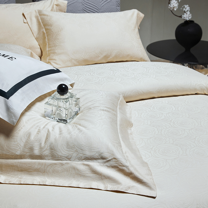 轻奢风60S新疆长绒棉贡缎提花纯棉四件套全棉被套床单床上用品