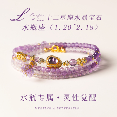 十二星座紫水晶手链项链女款两用高级感时尚潮流手链巴西进口水晶