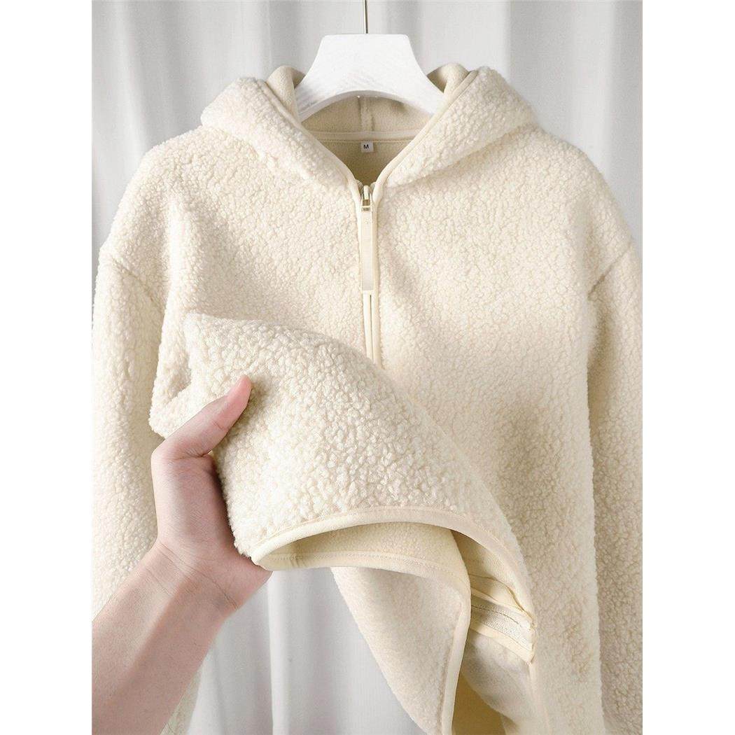 花珂暖暖摇粒绒丨奶白色加绒拉炼连帽卫衣女厚实保暖秋冬棉衣外套,个性定制/设计服务/DIY,棉服工装,淘宝优惠券,粉丝福利购,淘宝优惠卷