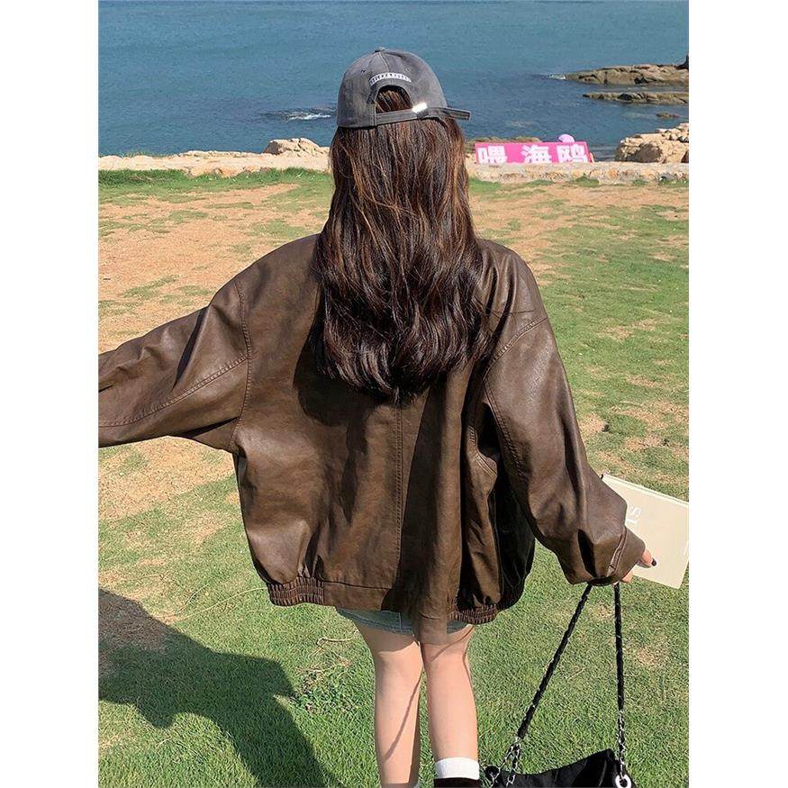 皮衣外套女2025新款春秋季高级感小个子美式覆古机车皮夹克上衣,个性定制/设计服务/DIY,棉服工装,淘宝优惠券,粉丝福利购,淘宝优惠卷