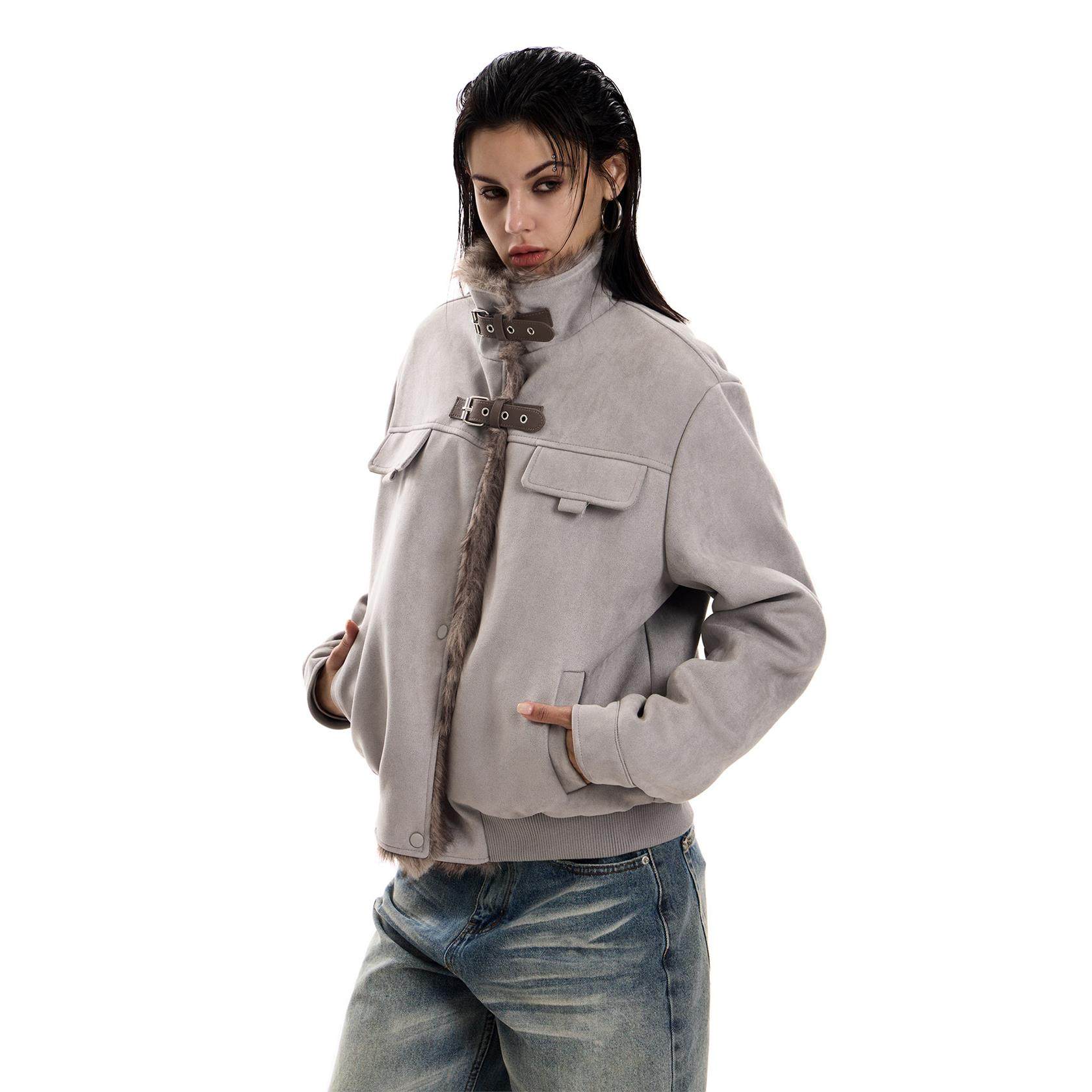 0123start 麂皮加绒立领座山雕夹克外套女美式覆古机车服棉衣冬季,个性定制/设计服务/DIY,棉服工装,淘宝优惠券,粉丝福利购,淘宝优惠卷