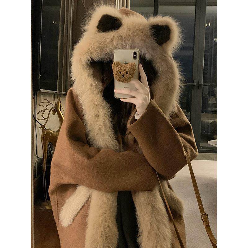 "榛果小熊"冬装环保皮毛熊耳朵加厚保暖大衣棉衣棉服双面呢大衣潮,个性定制/设计服务/DIY,棉服工装,淘宝优惠券,粉丝福利购,淘宝优惠卷