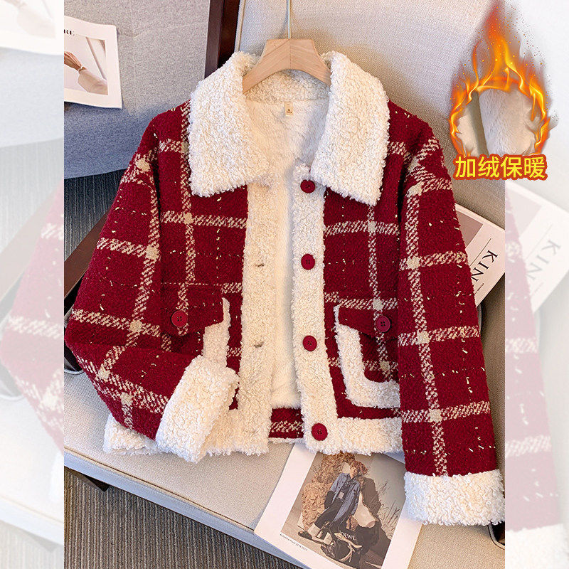 红色小香风外套女2025新款冬本命年小个子加绒独特超好看新年战袍,个性定制/设计服务/DIY,棉服工装,淘宝优惠券,粉丝福利购,淘宝优惠卷