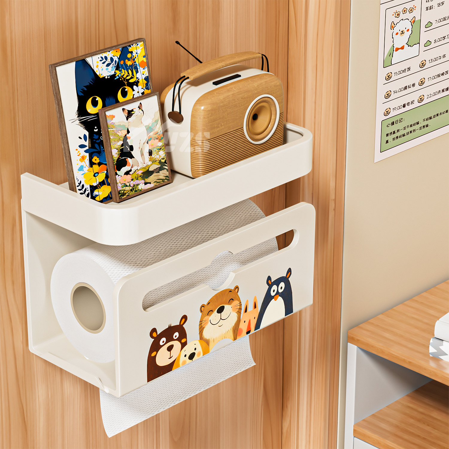 多巴胺磁吸纸巾架入户门厨房冰箱侧面置物架厕纸湿纸巾收纳盒门后