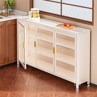 岩板窄边餐边柜厨房置物架落地多层靠墙一体储物柜多功能防尘橱柜