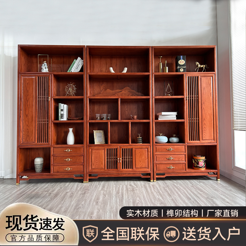 新中式茶室置物架红木博古架
