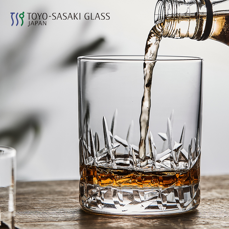 东洋佐佐木刻花洋酒杯冷切口强化