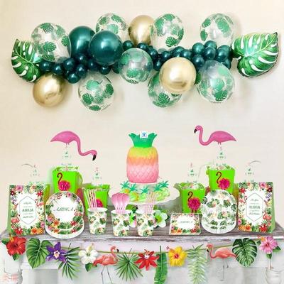 Hawaiian Party Decorations Artificial Flowers Palm Leaves