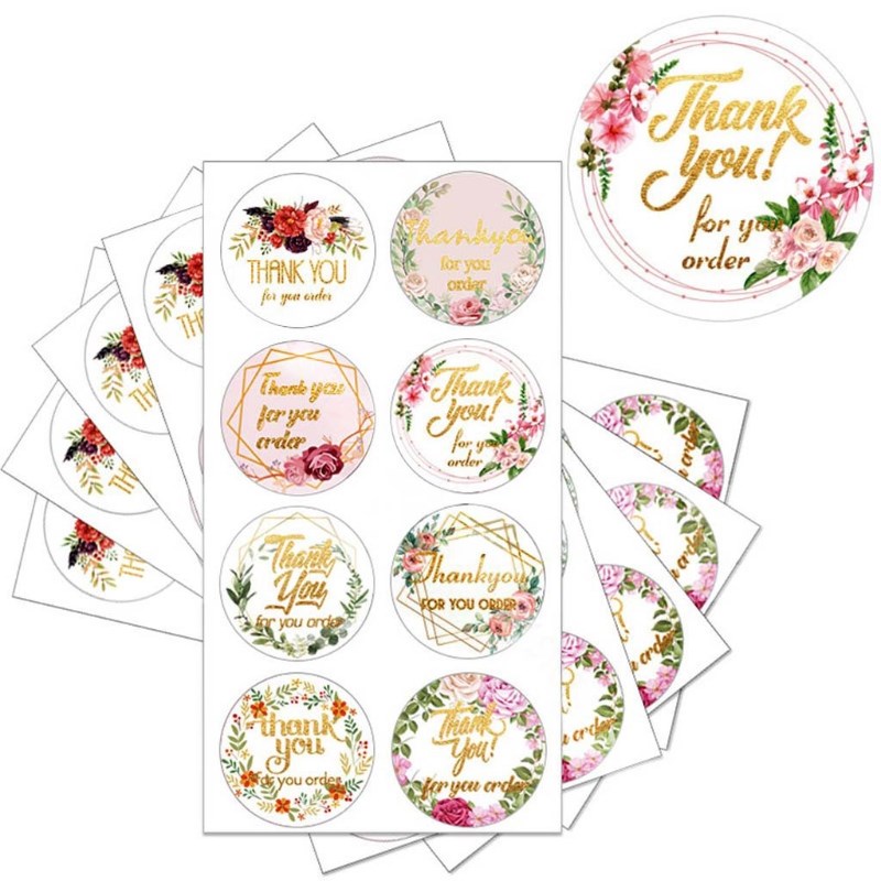 20 Sheets(160pcs) 8 Designs Round Thank You for Your Order