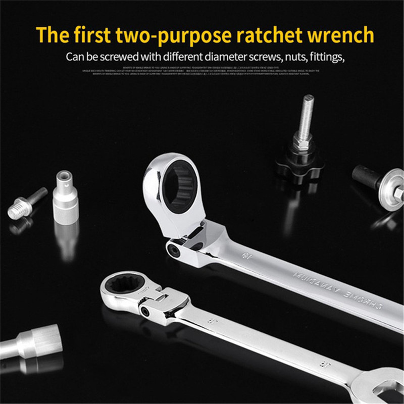 1PC Metric Flex-Head Ratcheting Combination Wrench 72 Teeth