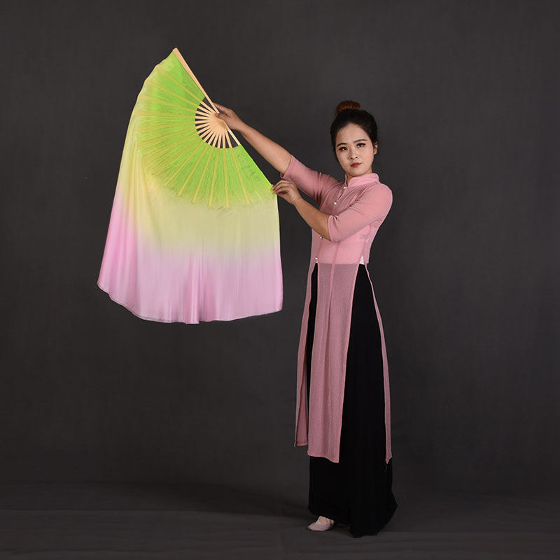 梦幻系列浅绿浅黄浅粉渐变舞蹈扇跳舞扇子民族舞广场舞古典舞道具