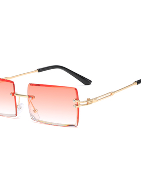 新款无框切边方形渐层色海洋片太阳眼镜 欧美时尚ins网红街拍潮太
