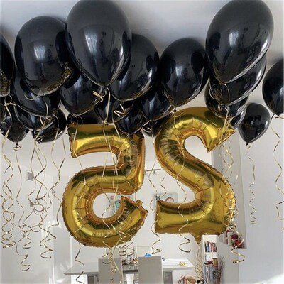 极速5/10/12/18 Inch Black Balloons Flashing Metallic Balloon