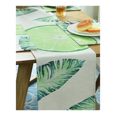 极速Nordic Monstera Table Runner Dining Table Mat Plant Leaf